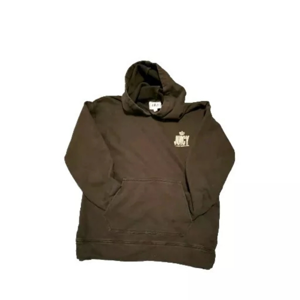 Juicy Couture Black Hoodie Front Pocket Pullover Size Small  *String Missing*